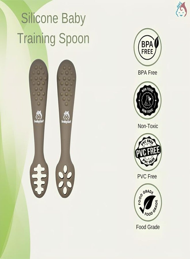 Babylief™ Baby Training Spoons, Silicone Self-Feeding Spoons, Multicolor (Olive Green) - Image 2