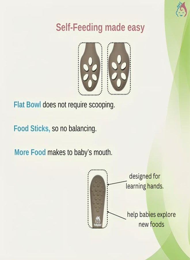 Babylief™ Baby Training Spoons, Silicone Self-Feeding Spoons, Multicolor (Olive Green) - Image 4