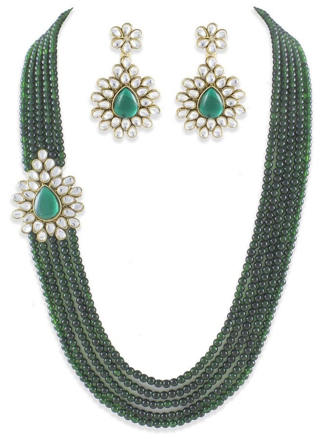 Shining Diva Stylish Wedding Kundan Jewellery Set/Traditional Necklace Set for Women(Green)(8018s) - Image 1