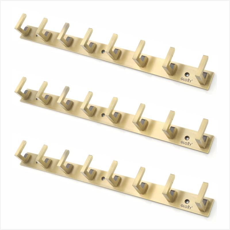 GLOXY Stainless Steel Bathroom Accessories 8 Hooks Plate, Wall Mounting and Door Back Hanger Pins for Hanging Cloth Set, Shirt Bar & Towel Rack, Robe, Keys 4 Pin khutti (Antique, Pack of 3) - Image 1