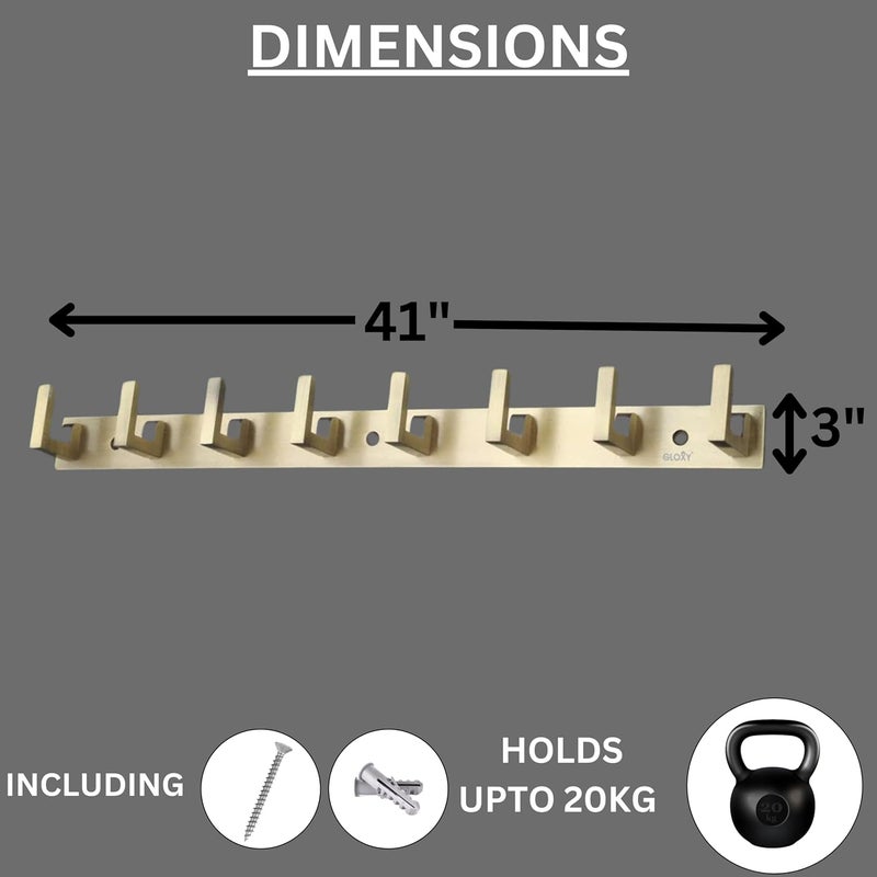 GLOXY Stainless Steel Bathroom Accessories 8 Hooks Plate, Wall Mounting and Door Back Hanger Pins for Hanging Cloth Set, Shirt Bar & Towel Rack, Robe, Keys 4 Pin khutti (Antique, Pack of 3) - Image 2