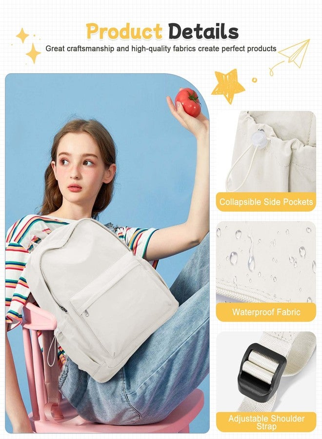 BJLFS White Backpack for School Women Girls, Waterproof Bookbag Cute High School Backpack for Men Teen Boys, Lightweight Travel College Backpack Mochilas Escolares para Casual Daypack Rucksack - Image 5