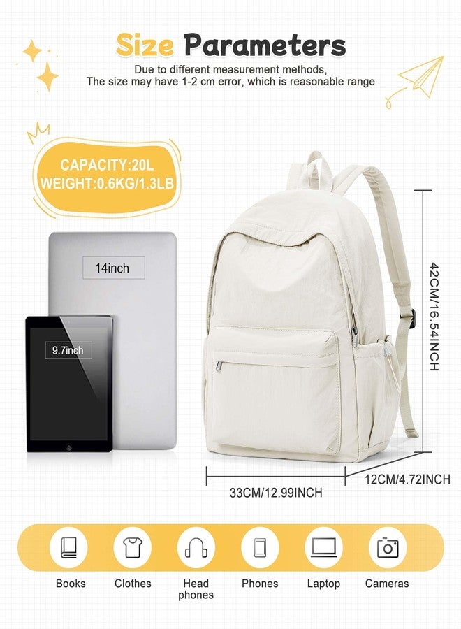 BJLFS White Backpack for School Women Girls, Waterproof Bookbag Cute High School Backpack for Men Teen Boys, Lightweight Travel College Backpack Mochilas Escolares para Casual Daypack Rucksack - Image 3