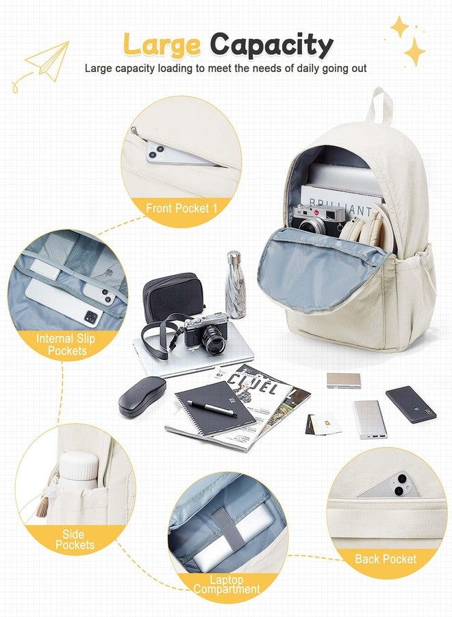 BJLFS White Backpack for School Women Girls, Waterproof Bookbag Cute High School Backpack for Men Teen Boys, Lightweight Travel College Backpack Mochilas Escolares para Casual Daypack Rucksack - Image 4
