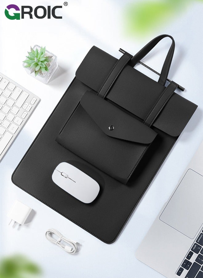 GROIC Laptop Sleeve, Premium PU Leather Skinny Laptop Case for Slim 16 inch Laptop Tablet iPad Tab, Waterproof and Anti Scratch 16'' Laptop Case Cover with Front Pocket - Image 2