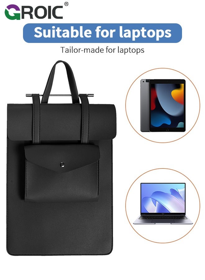 GROIC Laptop Sleeve, Premium PU Leather Skinny Laptop Case for Slim 16 inch Laptop Tablet iPad Tab, Waterproof and Anti Scratch 16'' Laptop Case Cover with Front Pocket - Image 4