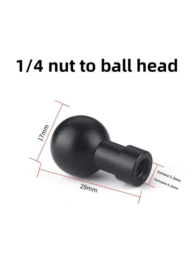Generic 1/4 Screw Turn 17mm Ball Head Mobile Phone Bracket Connecting Rod Universal Rotating Ball Photography Pan/tilt Tripod Accessories-Body Color:(1/4 Female Port) To 17mm Ball Head  - Image 1