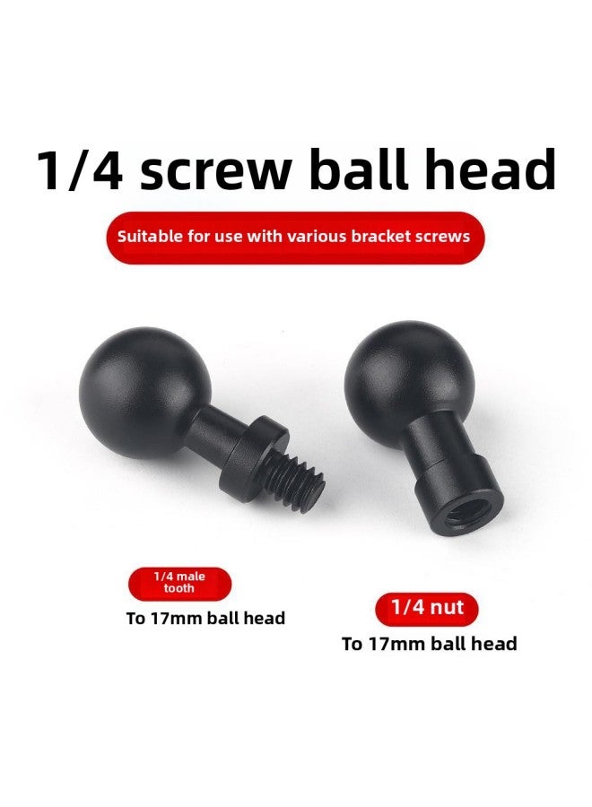 Generic 1/4 Screw Turn 17mm Ball Head Mobile Phone Bracket Connecting Rod Universal Rotating Ball Photography Pan/tilt Tripod Accessories-Body Color:(1/4 Female Port) To 17mm Ball Head  - Image 2