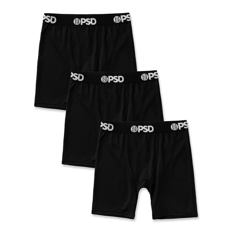 PSD Boys Boxer Briefs â€“ Black Cotton 3-Pack, Comfortable Breathable Underwear for Boys, Boys Underwear Ages 6-16, Medium - Image 1