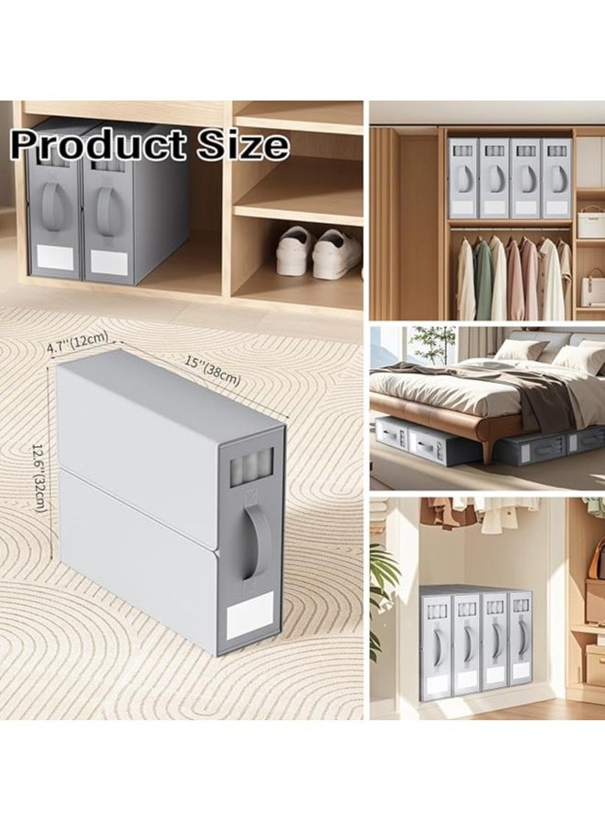 Generic 2pcs Bed Sheet Organizers Foldable Bedding Organizer Closet Organizers with Window and Label Bedding Storage Box for Bed Sheets, Duvet Covers and Pillowcases（Grey）  - Image 3