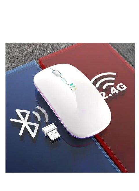 point Wireless - Bluetooth Mouse PT-20 Rechargeable LED Dual Mode Mouse (Bluetooth 5.2 and USB Receiver) Portable Silent Mouse,for Laptop/Desktop/Tablet