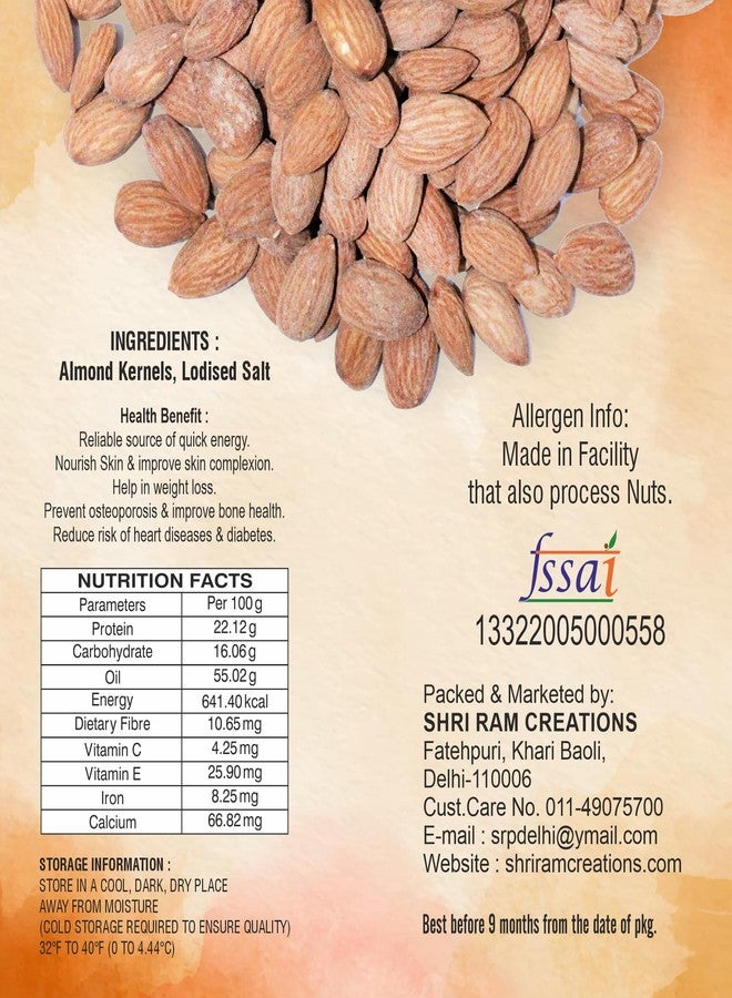 SRC CREATIONS Roasted Almonds 250g | Dry Fruits- Badam| Perfectly Roasted & Lightly Salted Nuts | Crunchy, Healthy & Delicious| Anywhere & Anytime Healthy Nuts| Almonds From California| Rich Source of Protein & Energy - Image 5