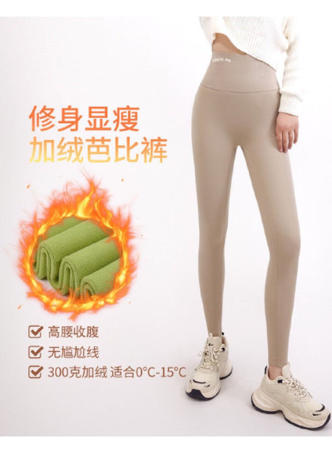 pincai High-Waisted Thin Fleece Barbie Pants, No Visible Panty Line, Basic Versatile Warm Stretchy Slim-Fit Comfortable Base Layer Pants For Autumn And Winter - Image 1