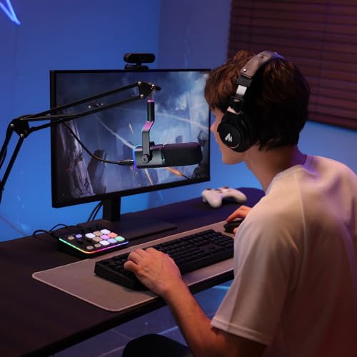MAONO XLRUSB Gaming Microphone for PC Dynamic Computer Mic for Streaming Podcasting Noise Reduction Mute Volume Control RGB Boom Mic for Vocal RecordingVoiceOver PD100XS Black - Image 3