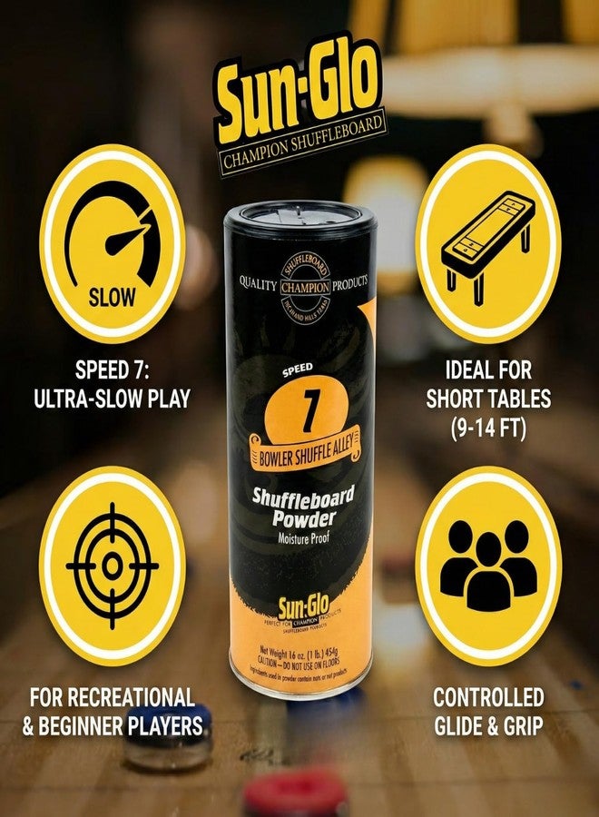 Sun-Glo Speed 7 (Shuffle Alley) Shuffleboard Powder – The Slowest Sand Rating for 9-Foot Tables & Arcade Games – 16 oz Shaker Can (2-Pack) - Image 2