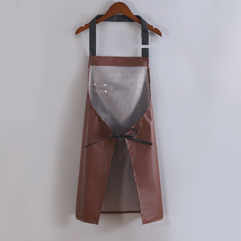 Fashion New Leather PU Apron Women's Soft Leather Waterproof and Oil-proof Men's High-end Waist Kitchen Cooking Chef Work(Coffee) - Image 5