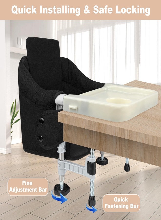 JOZZVE Hook On High Chair: Portable Travel Chair for Baby and Toddler, Foldable Clip-on With Removable Dining Tray, Backrest Board, and Storage Carrying Bag for Indoor Outdoor Use (Black) - Image 3