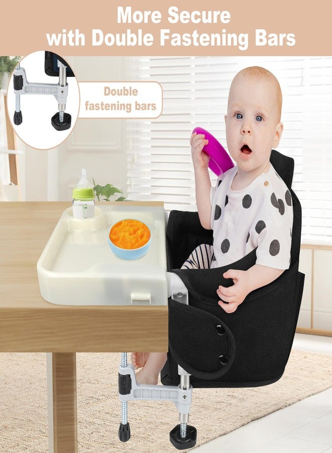 JOZZVE Hook On High Chair: Portable Travel Chair for Baby and Toddler, Foldable Clip-on With Removable Dining Tray, Backrest Board, and Storage Carrying Bag for Indoor Outdoor Use (Black) - Image 4