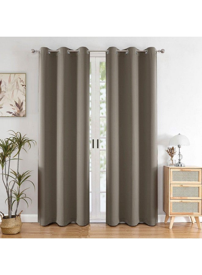 HOMEMONDE ستائر أبواب هوموند 7 أقدام مع عيون ثقيلة من البوليستر 75% ستائر معتمة، لوحات تقليل الحرارة عبوة من 1 - (رمادي إنجليزي صلب) - Image 1