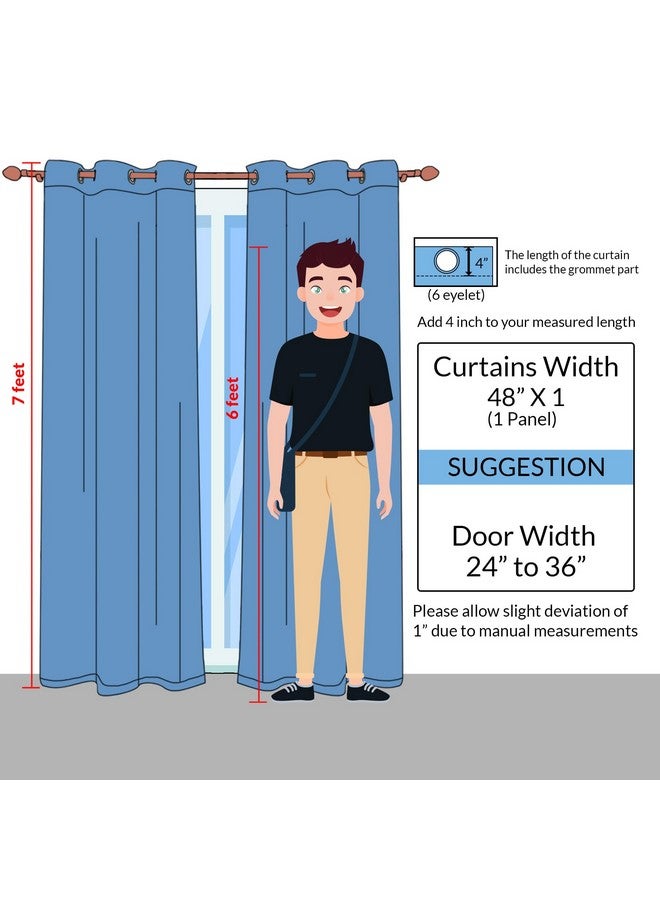 HOMEMONDE ستائر أبواب هوموند 7 أقدام مع عيون ثقيلة من البوليستر 75% ستائر معتمة، لوحات تقليل الحرارة عبوة من 1 - (رمادي إنجليزي صلب) - Image 2