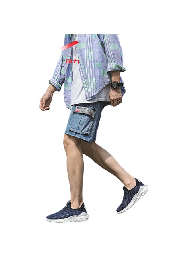 Warrior Official Men'S Shoes, Summer Breathable Mesh Shoes, Men'S Sneakers, Hollow-Out Casual Running Shoes, Navy Blue, Size 39 - Image 3