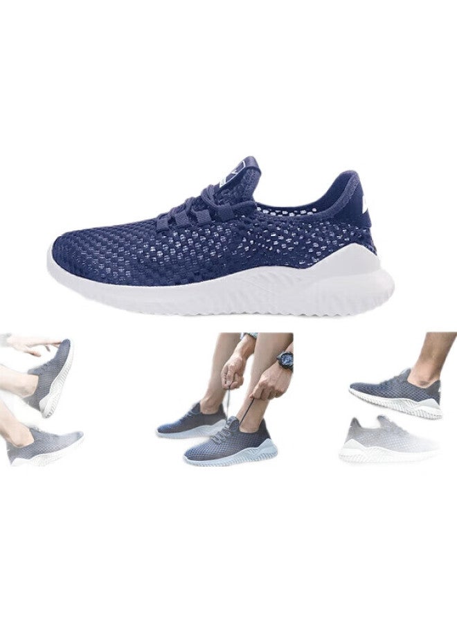 Warrior Official Men'S Shoes, Summer Breathable Mesh Shoes, Men'S Sneakers, Hollow-Out Casual Running Shoes, Navy Blue, Size 39 - Image 2