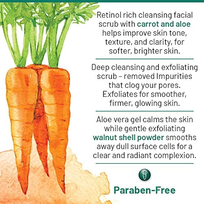 40 Carrots Carrot Aloe Facial Cleansing Facial Scrub - Helps Improve Skin Tone & Texture | Get Softer Radiant Looking Skin | Made in USA, Paraben & Cruelty Free (3oz) - Image 4