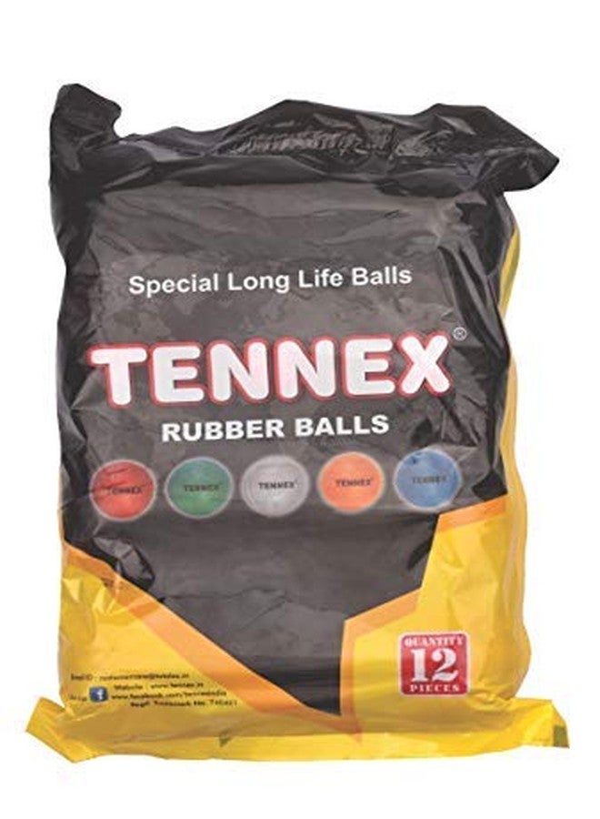TENNEX Rubber Ball (Multicolour) | Gully Cricket and Training | Cricket Rubber Ball (Pack of 12) - Image 1