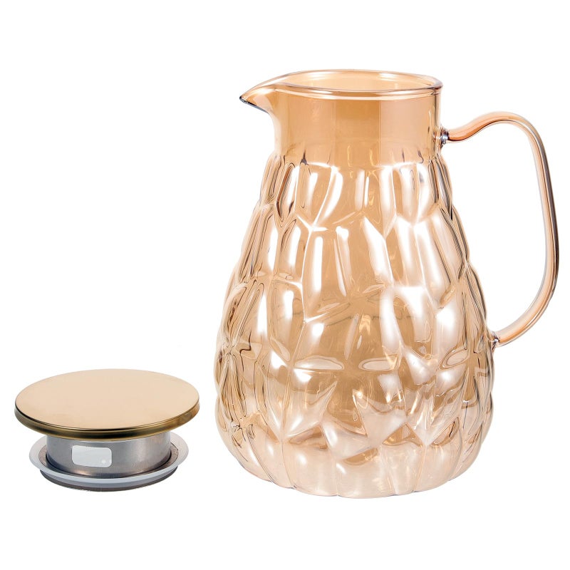 Gold Shell Glass Pitcher With Lid 1800ml Large Capacity Heat Resistant Beverage Jug For Cold Water Juice Fridge And Party Use - Image 2