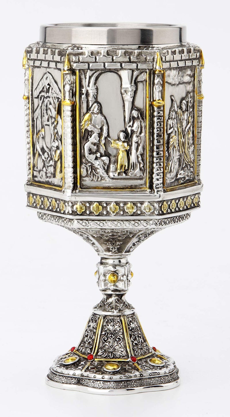 Veronese Design 7 1/8 Inch Life Of Jesus Wine Chalice Stainless Steel Inner Cup - Image 2