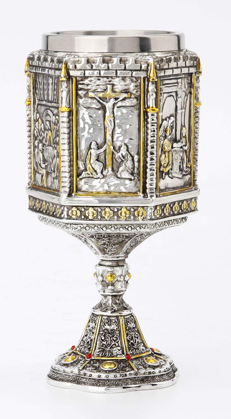 Veronese Design 7 1/8 Inch Life Of Jesus Wine Chalice Stainless Steel Inner Cup - Image 4