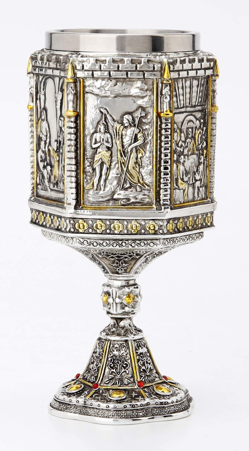 Veronese Design 7 1/8 Inch Life Of Jesus Wine Chalice Stainless Steel Inner Cup - Image 3