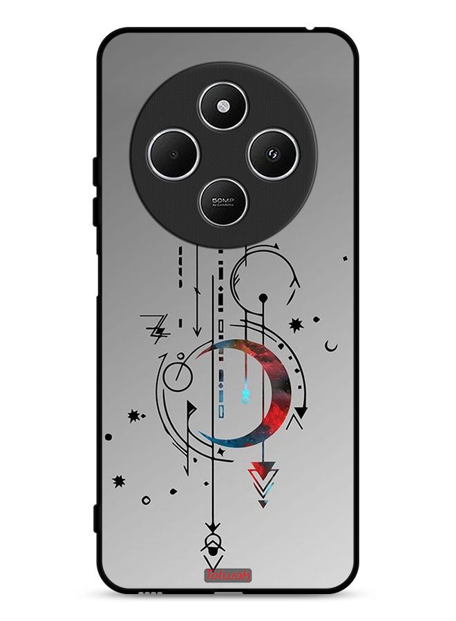 Tolwak Xiaomi Redmi 14R 5G Protective Case Cover Moon And Arrows Art Pattern - Image 1