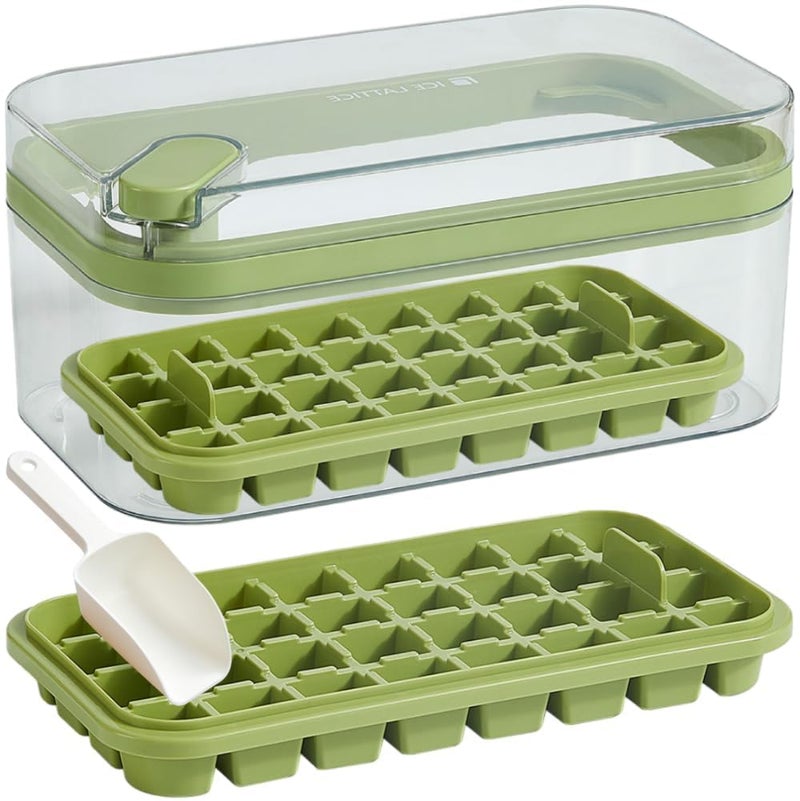 CARTIFY 2 Layer Ice Cube Tray with Lid and Bin Square Ice Cubes Molds with Ice Scoop Easy Release Save Space BPA Free Ice Cube Storage Container Multicolor - Image 4