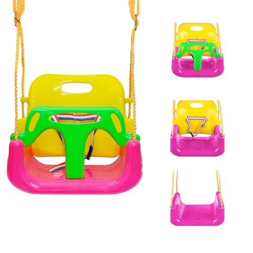 IFOYO 3in1 Convertible Kids Swing Seat with Detachable HighBack Support Secure IndoorOutdoor Playground Swing for Kids Pink - Image 1