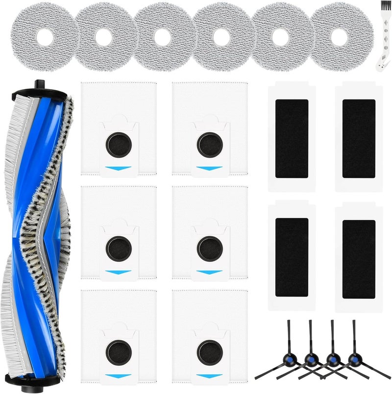 22 قطعة من مجموعة إكسسوارات مكنسة الروبوت ECOVACS DEEBOT T30S Combo، تشمل: فرشاة مطاطية واحدة، 4 فلاتر، 6 وسائد، كيس غبار مخصص لمكنسة T30S، 4 فرشات جانبية، وأداة تنظيف واحدة. - Image 1