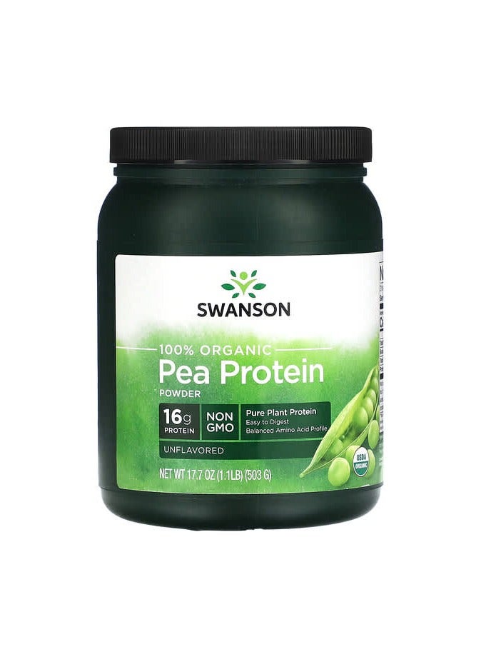 100% Organic Pea Protein Powder, Unflavored, 1.1 oz (503 g)