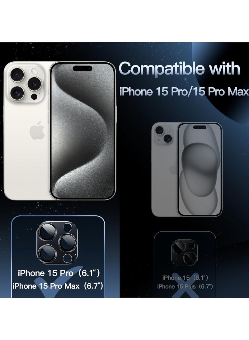 VKL Camera Lens Protector for iPhone 15 Pro 6.1-Inch and iPhone 15 Pro Max 6.7-Inch, Full Coverage 9H Tempered Glass Ring Cover, Matte Metal Plate, Case Friendly, 1-Pack (White)  - Image 2