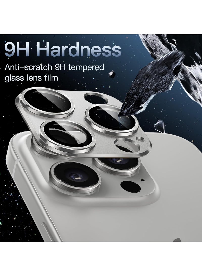 VKL Camera Lens Protector for iPhone 15 Pro 6.1-Inch and iPhone 15 Pro Max 6.7-Inch, Full Coverage 9H Tempered Glass Ring Cover, Matte Metal Plate, Case Friendly, 1-Pack (White)  - Image 4