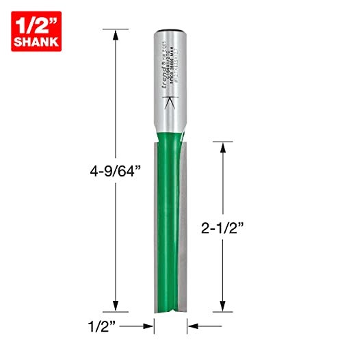 Trend Enterprises Trend Craft Pro 1/2" Shank Straight Router Cutter Bit - Ref: C164X1/2TC; Diameter 12.7mm; Cutting Length 60mm; Tungsten Carbide Tipped - Image 2