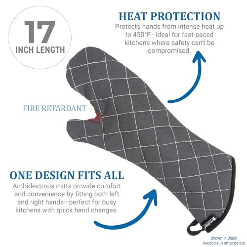 Carlisle Foodservice Products San Jamar Bestguard Oven Mitt with Reinforced Webguard Plus, Cotton, 17 Inches, Black - Image 2