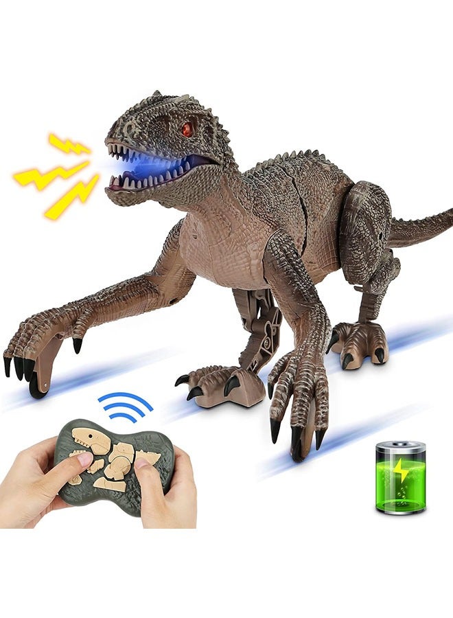 YelaJoy 19" Remote Control Dinosaur Toys for Kids, 8CH Rechargeable Jurassic Velociraptor Imitates Walking with Light & Roaring - Dinosaur Toys for Kids 6-7 8-12 Boys Birthday Gifts - Image 1