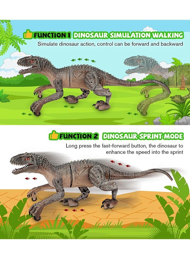 YelaJoy 19" Remote Control Dinosaur Toys for Kids, 8CH Rechargeable Jurassic Velociraptor Imitates Walking with Light & Roaring - Dinosaur Toys for Kids 6-7 8-12 Boys Birthday Gifts - Image 4