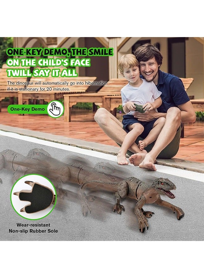 YelaJoy 19" Remote Control Dinosaur Toys for Kids, 8CH Rechargeable Jurassic Velociraptor Imitates Walking with Light & Roaring - Dinosaur Toys for Kids 6-7 8-12 Boys Birthday Gifts - Image 2