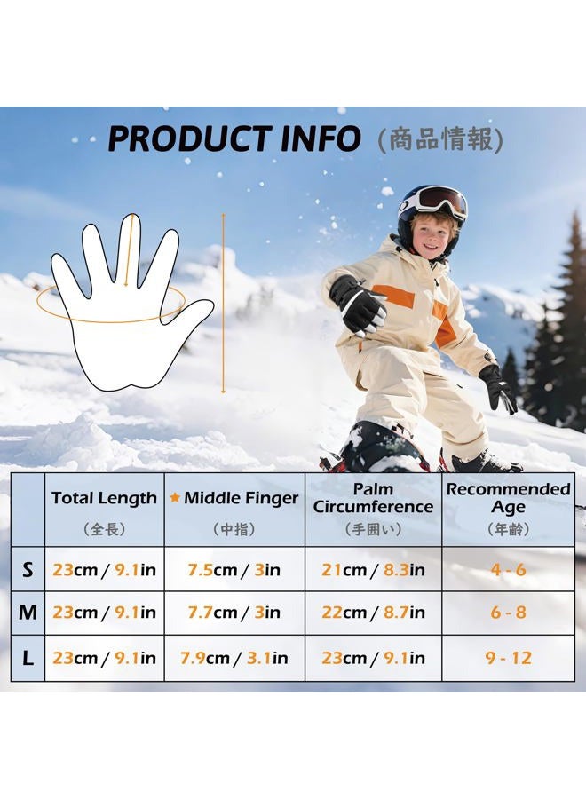 TRIWONDER Kids Ski Gloves Waterproof Thermal, Fleece Lined with Touchscreen Fingers for Snowboarding Sledding Cycling for Boys Girls (Blue, M(6-8 Years)) - Image 2