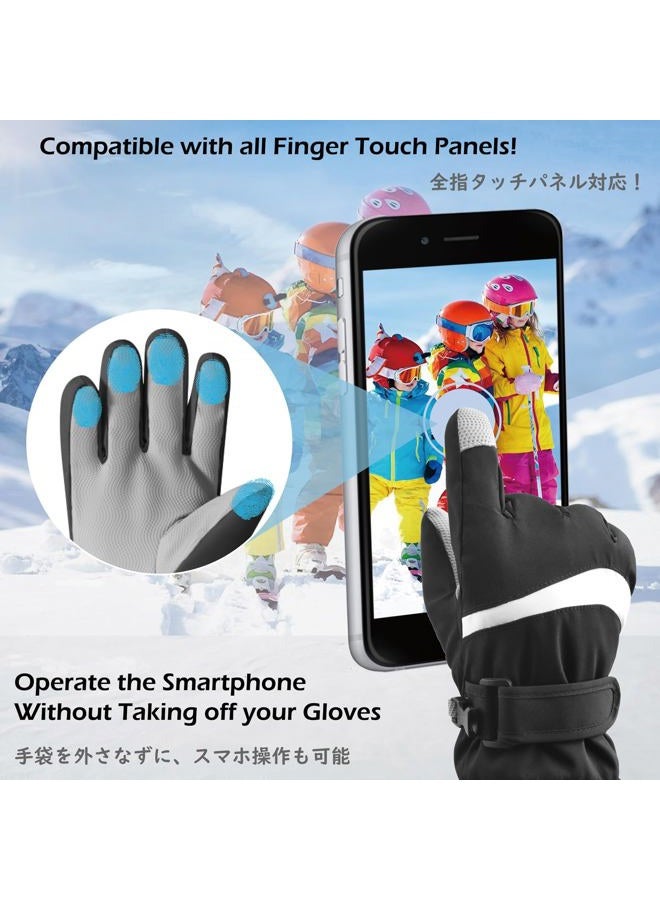 TRIWONDER Kids Ski Gloves Waterproof Thermal, Fleece Lined with Touchscreen Fingers for Snowboarding Sledding Cycling for Boys Girls (Blue, M(6-8 Years)) - Image 4