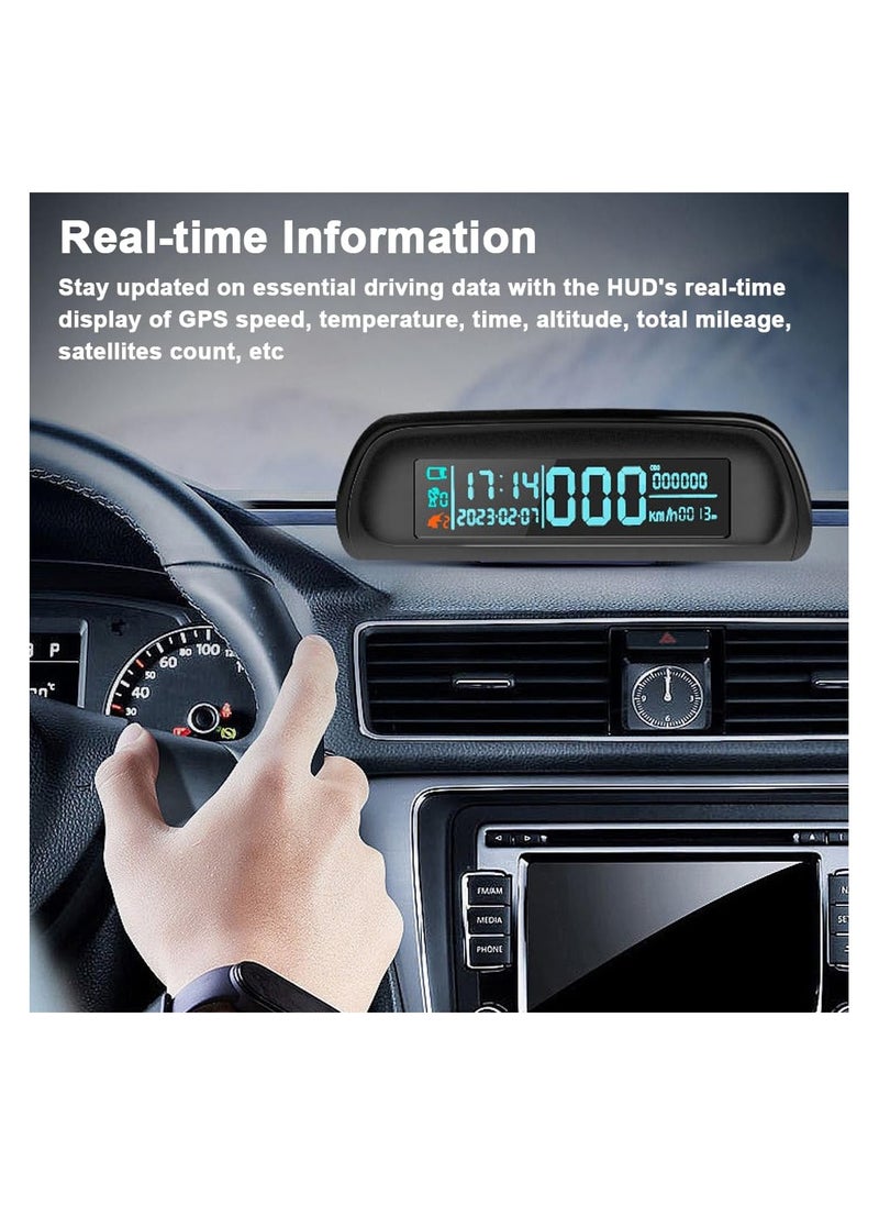 SYOSI - HUD Head up Display, Multifunctional Car Headup Display Solar GPS Digital Speedometer with LED Display Overspeed Alarm Driving Distance Fatigue Driving Reminder for Car Truck RV SUV - Image 1