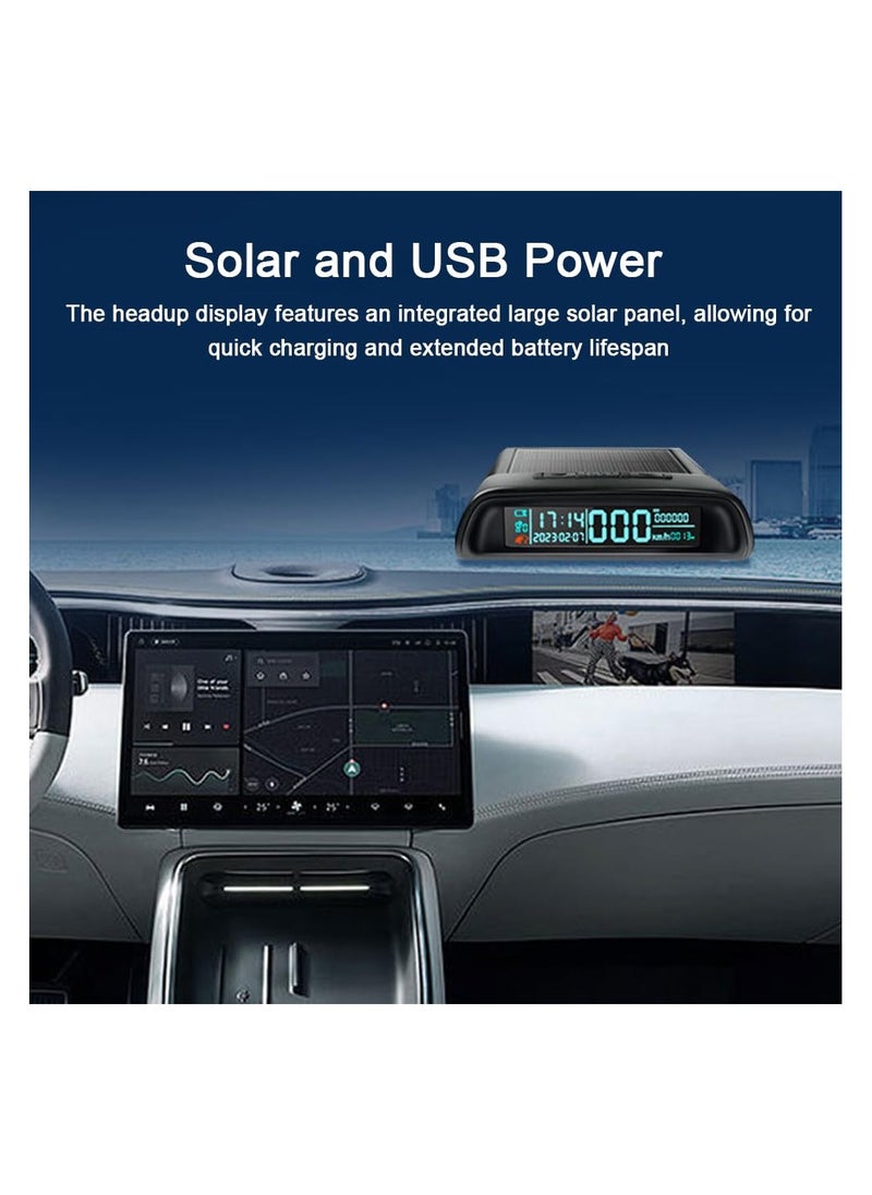 SYOSI - HUD Head up Display, Multifunctional Car Headup Display Solar GPS Digital Speedometer with LED Display Overspeed Alarm Driving Distance Fatigue Driving Reminder for Car Truck RV SUV - Image 1
