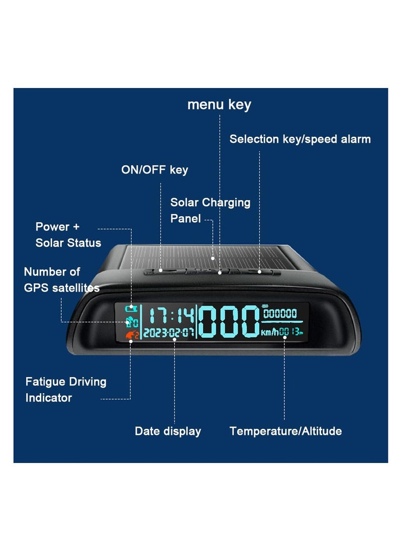 SYOSI - HUD Head up Display, Multifunctional Car Headup Display Solar GPS Digital Speedometer with LED Display Overspeed Alarm Driving Distance Fatigue Driving Reminder for Car Truck RV SUV - Image 1