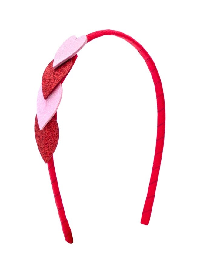 Wee Ones Girls' Valentine Overlapping Large Red and Pink Glitter Hearts Grosgrain Wrapped Headband, One Size - Image 1